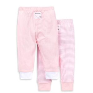 2 pairs of Burts Bees Baby Organic Knit Jogger Sweatpants- blossom & stripes